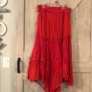Burnt red boho skirt